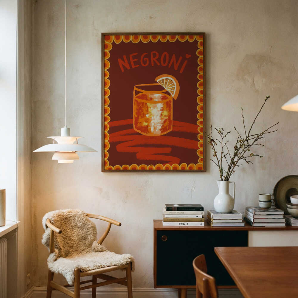 Classic Negroni Cocktail Art Print UK — Food Calm Wall Art — Kitchen — Wall It All Prints