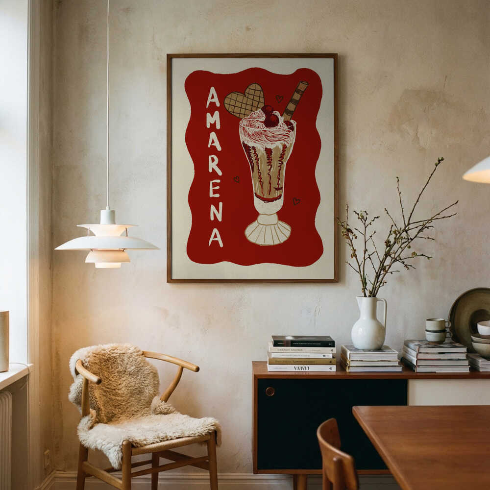 Amarena Cherry Sundae Art Print UK — Japanese Calm Wall Art — Kitchen — Wall It All Prints