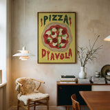Spicy Diavola Pizza Art Print UK — Abstract Vibrant Wall Art — Kitchen — Wall It All Prints