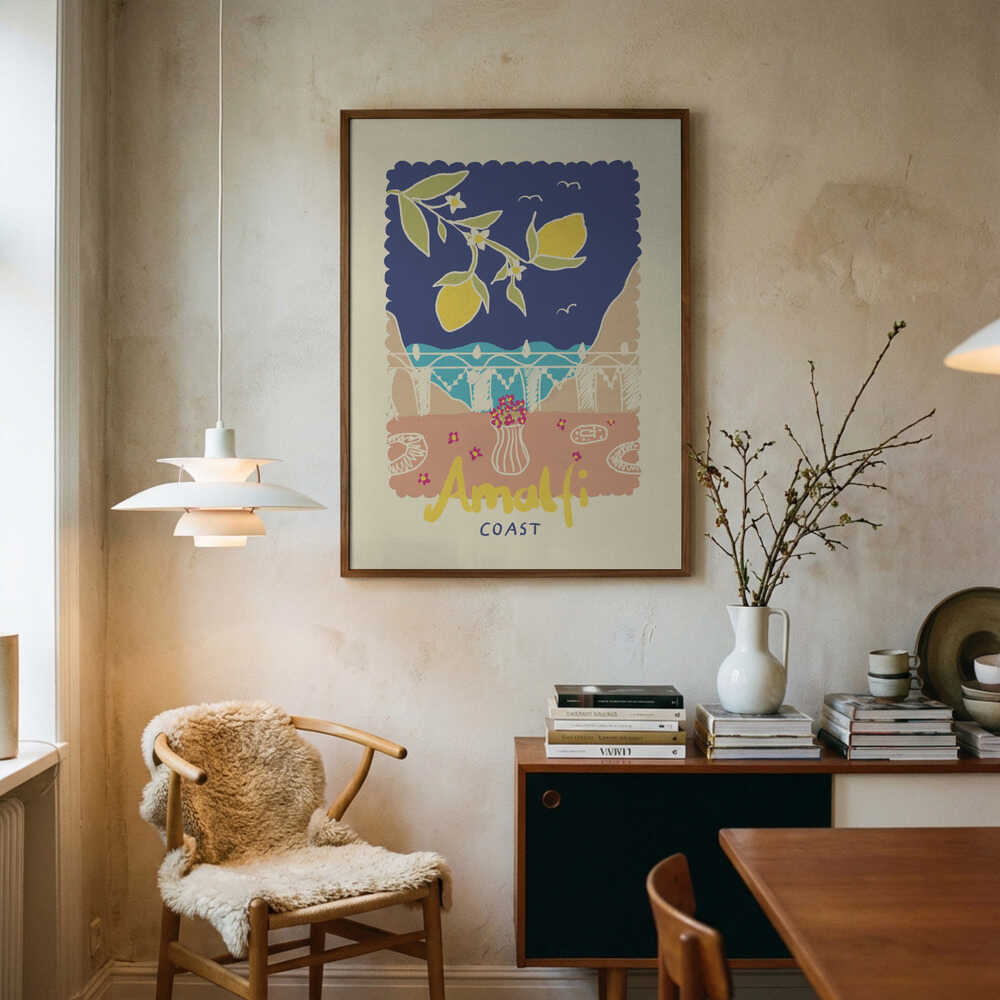 Amalfi Lemons Sea View Art Print UK — Abstract Vibrant Wall Art — Living Room — Wall It All Prints