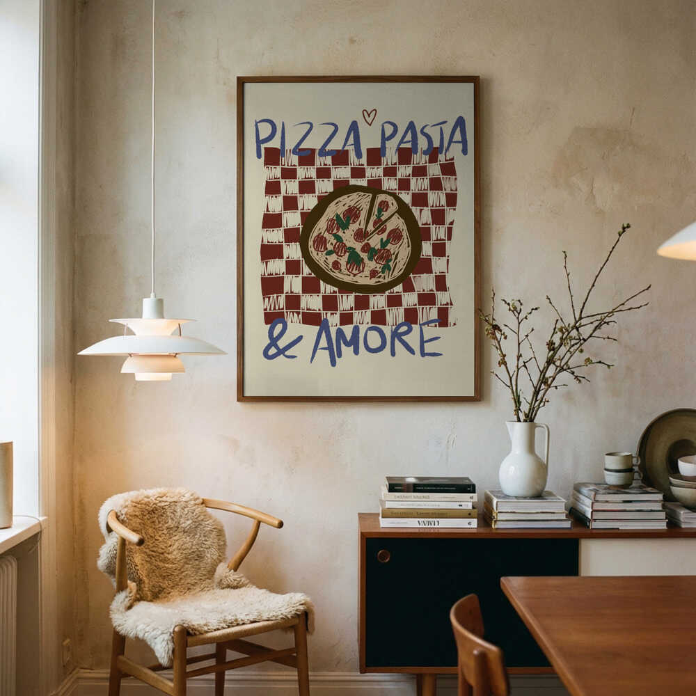 Pizza Pasta Amore Art Print UK — Abstract Minimal Wall Art — Kitchen — Wall It All Prints