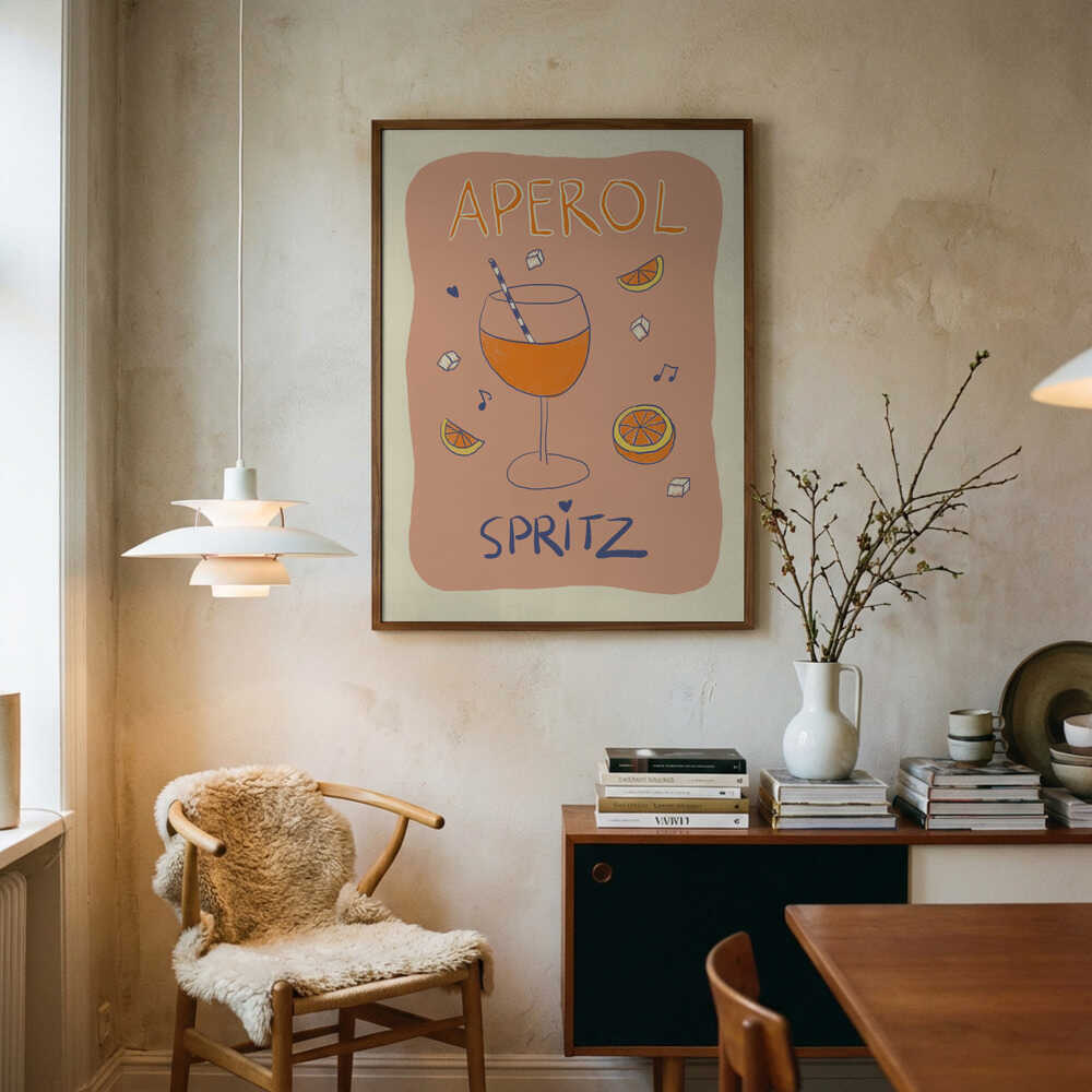 Refreshing Aperol Spritz Art Print UK — Abstract Vibrant Wall Art — Kitchen — Wall It All Prints