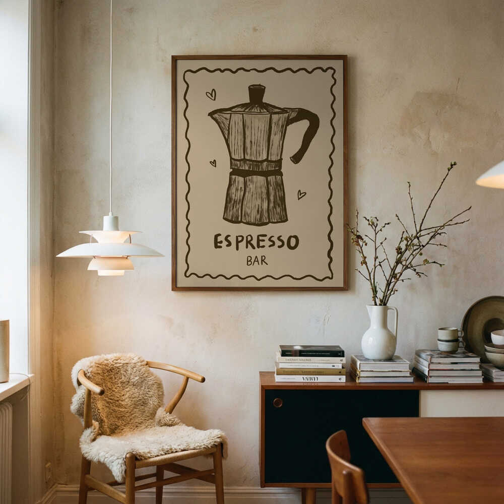 Moka Pot Illustration Art Print UK — Food Vibrant Wall Art — Kitchen — Wall It All Prints