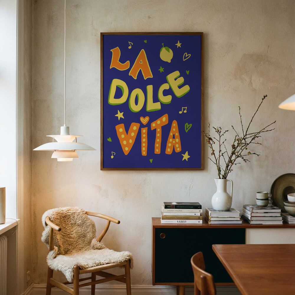 La Dolce Vita Lemon Art Print UK — Abstract Dark Wall Art — Living Room — Wall It All Prints