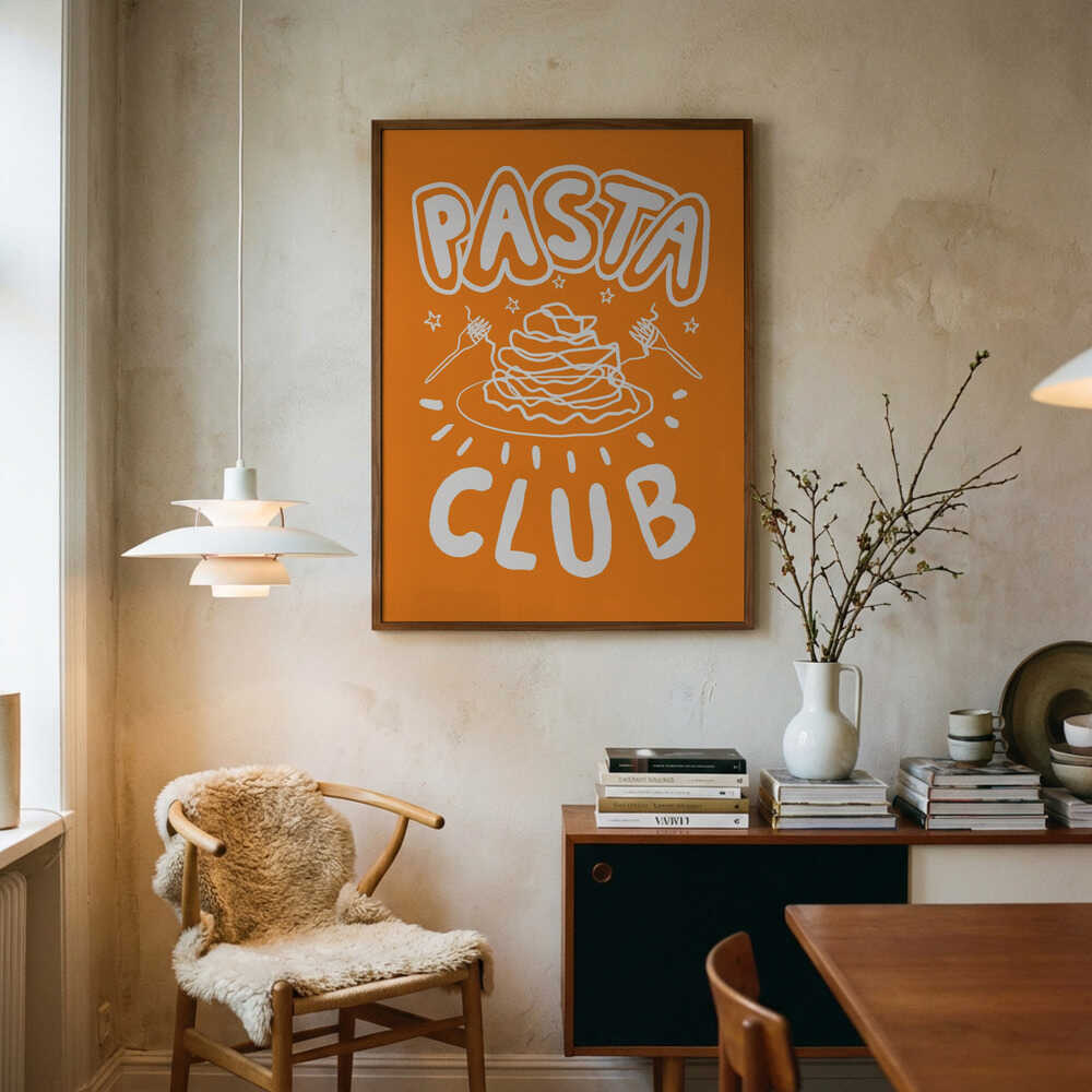 Pasta Club Illustration Art Print UK — Abstract Vibrant Wall Art — Kitchen — Wall It All Prints