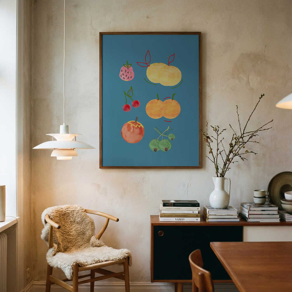 Vibrant Summer Fruits Art Print UK — Abstract Vibrant Wall Art — Kitchen — Wall It All Prints
