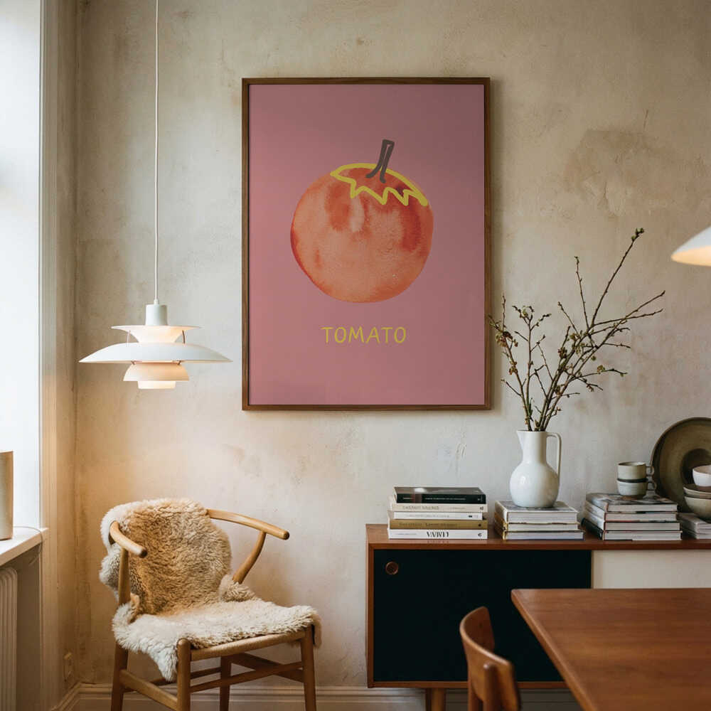 Tomato in Pink Art Print UK — Food Vibrant Wall Art — Kitchen — Wall It All Prints