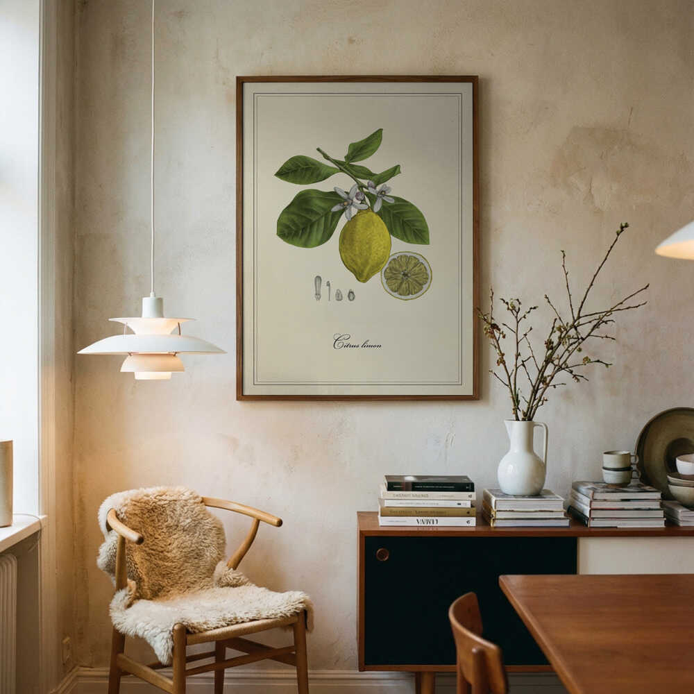 Lemon and Blossoms Art Print UK — Botanical Vibrant Wall Art — Kitchen — Wall It All Prints