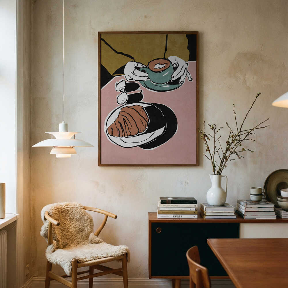 Croissant et café au lait Art Print UK — Abstract Calm Wall Art — Kitchen — Wall It All Prints
