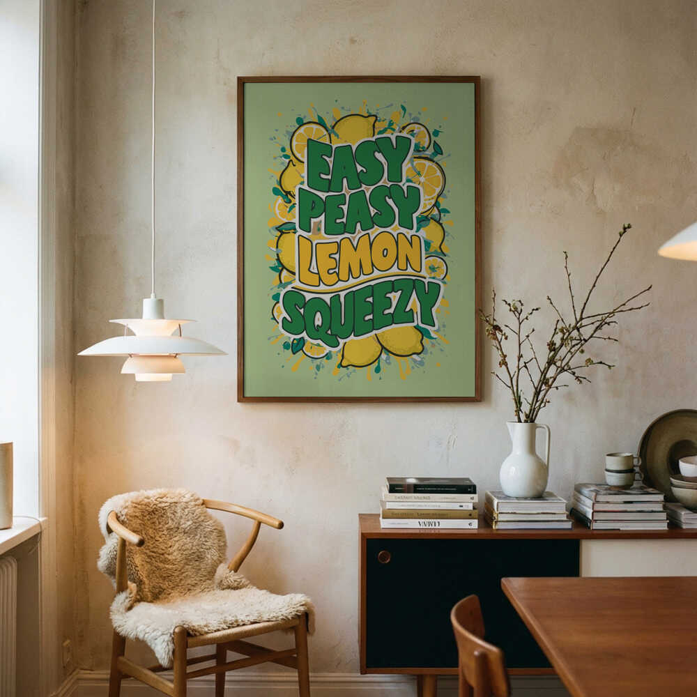 Easy Peasy Lemon Squeezy Art Print UK — Abstract Vibrant Wall Art — Kitchen — Wall It All Prints