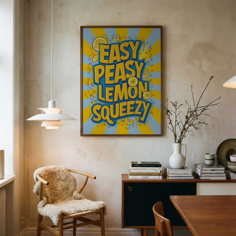Easy Peasy Lemon Squeezy Art Print UK — Abstract Vibrant Wall Art — Kitchen — Wall It All Prints