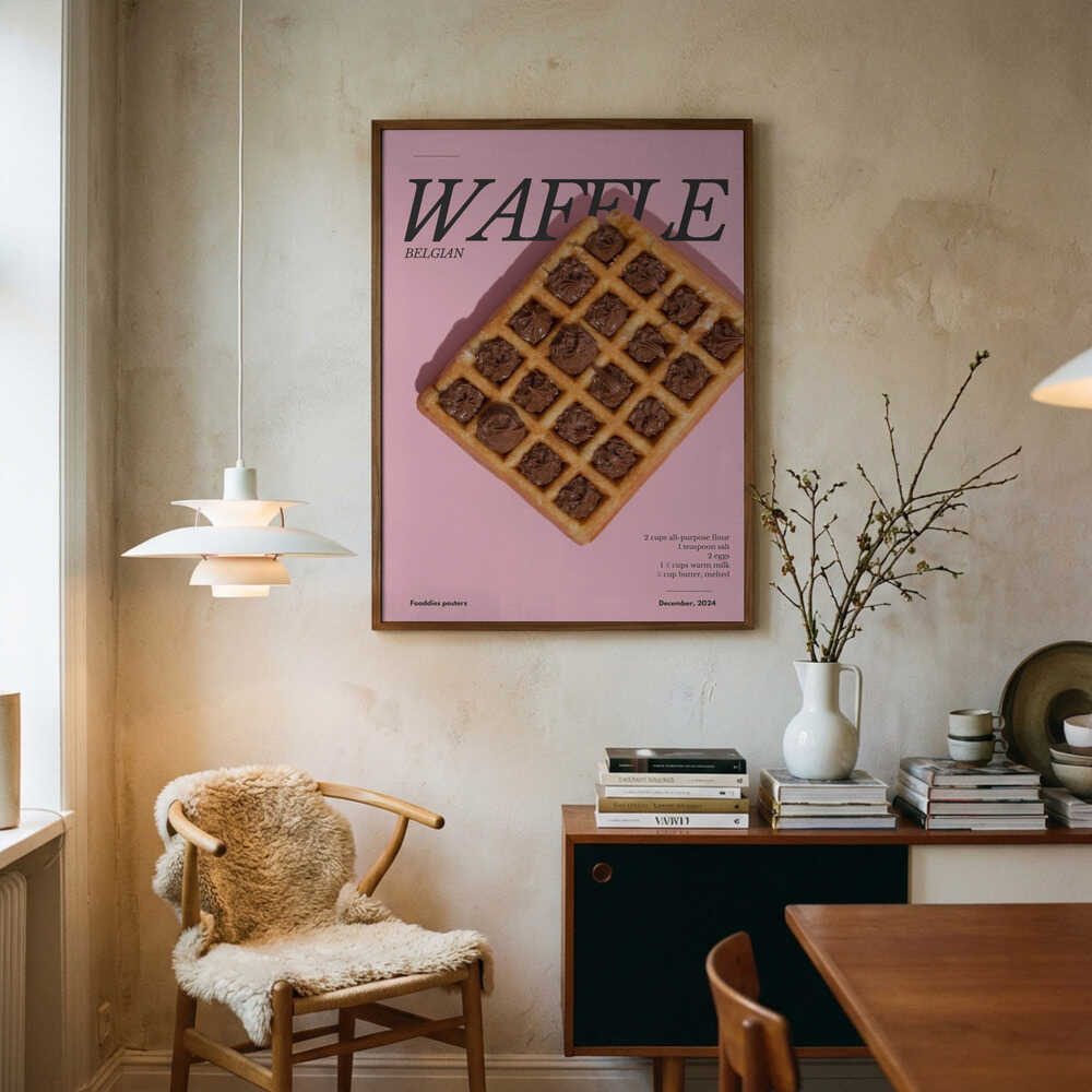 Sweet Chocolate Waffle Art Print UK — Food Vibrant Wall Art — Kitchen — Wall It All Prints