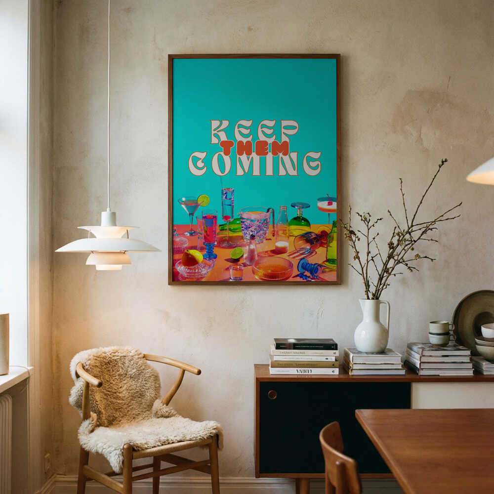Keep Them Coming Cocktails Art Print UK — Food Vibrant Wall Art — Living Room — Wall It All Prints