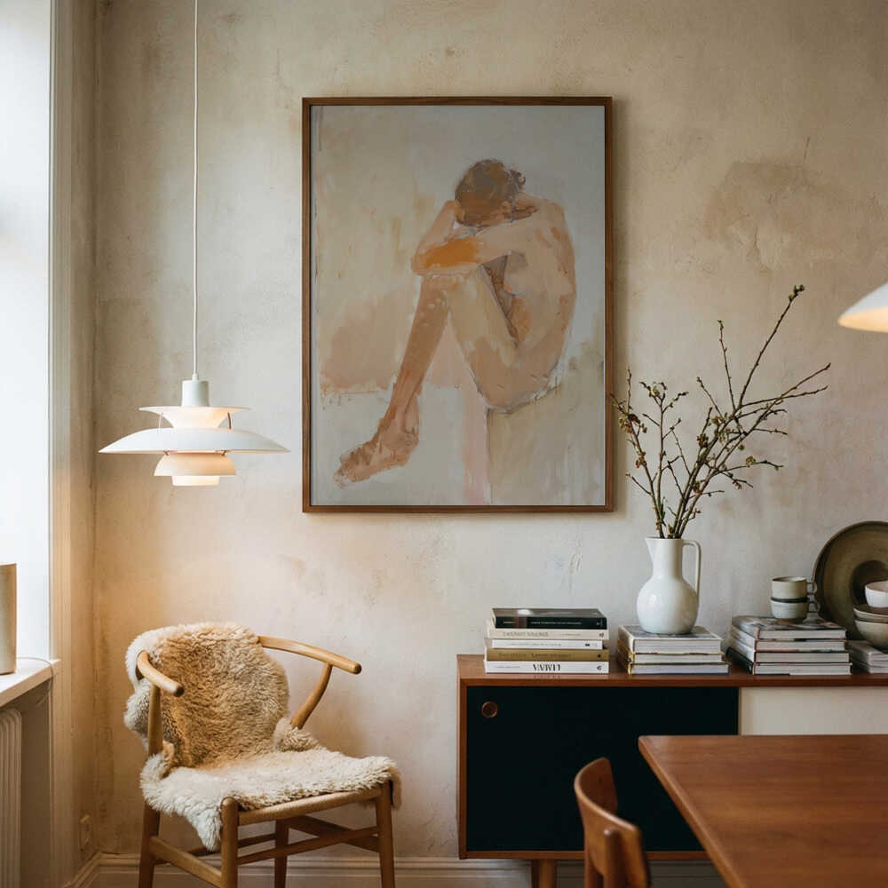 Quiet Nude Contemplation Art Print UK — Abstract Minimal Wall Art — Bathroom — Wall It All Prints