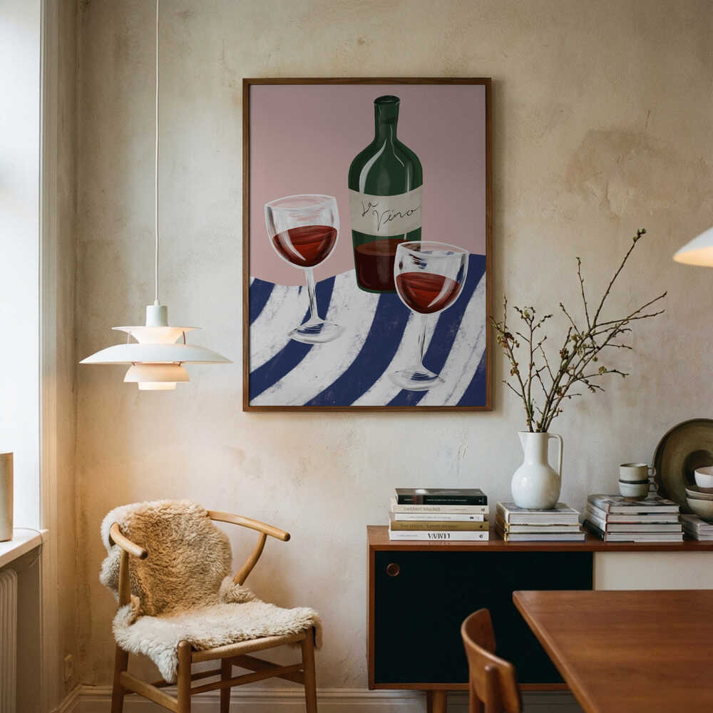 Red Wine Still Life Art Print UK — Abstract Vibrant Wall Art — Kitchen — Wall It All Prints