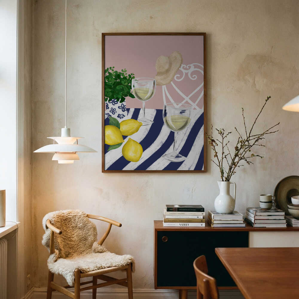 Summer Drinks and Lemons Art Print UK — Botanical Fresh Wall Art — Kitchen — Wall It All Prints