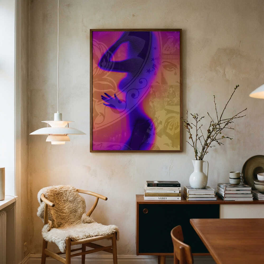 Vibrant Pop Art Woman Art Print UK — Abstract Dark Wall Art — Living Room — Wall It All Prints