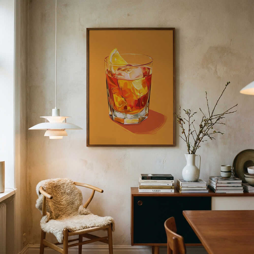 Refreshing Orange Cocktail Art Print UK — Vintage Calm Wall Art — Kitchen — Wall It All Prints