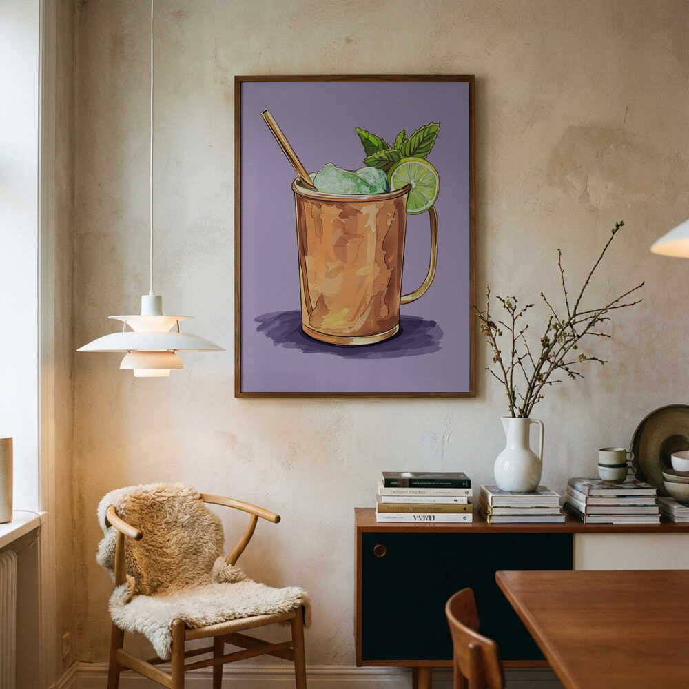 Refreshing Copper Cocktail Art Print UK — Botanical Fresh Wall Art — Kitchen — Wall It All Prints