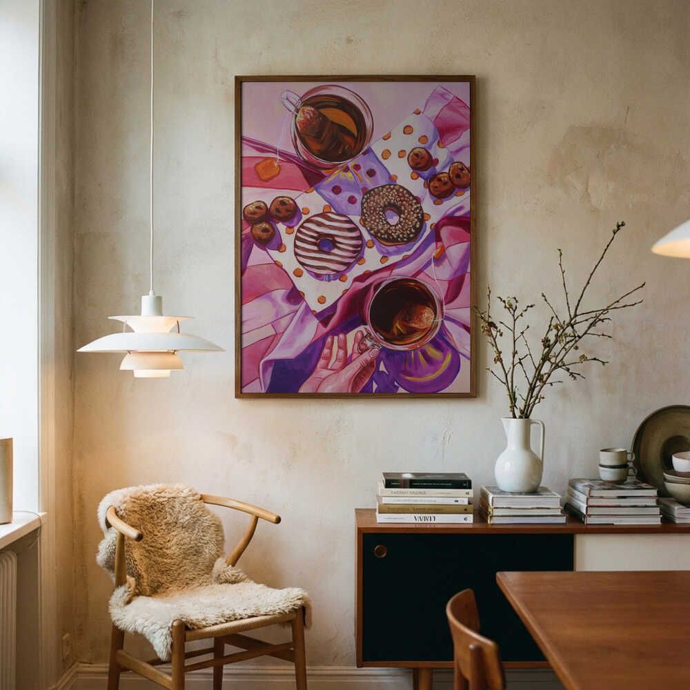 Sweet Tea and Donuts Art Print UK — Food Vibrant Wall Art — Kitchen — Wall It All Prints