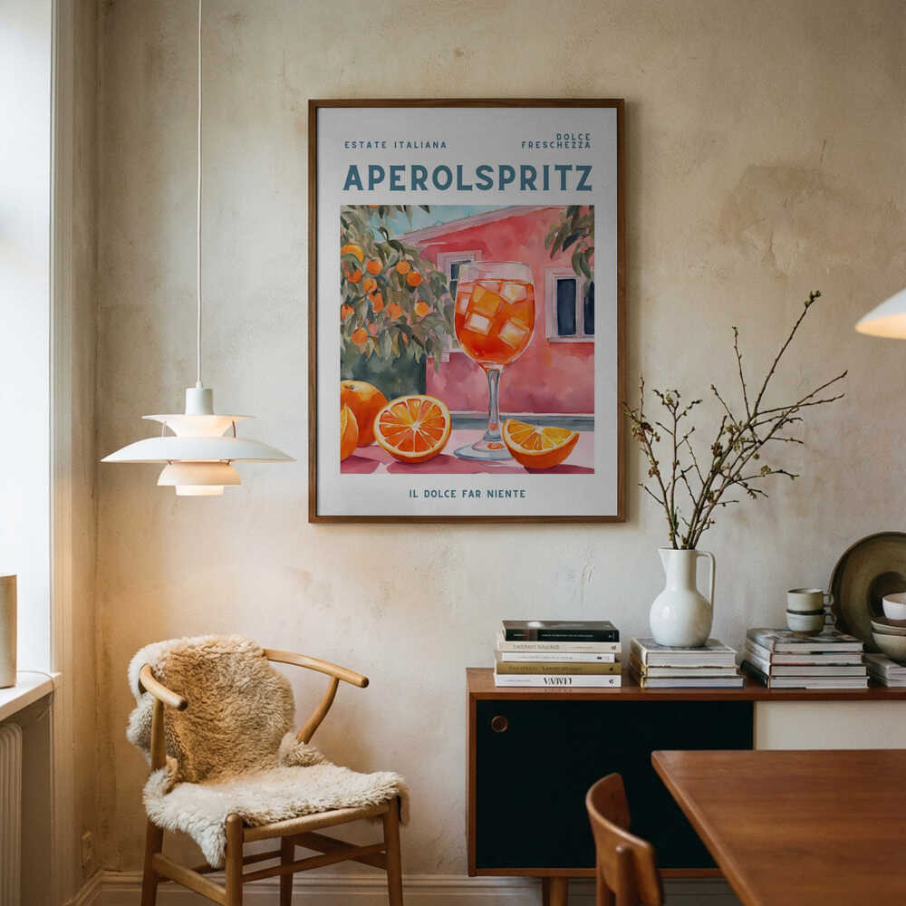 Aperol Spritz Summer Scene Art Print UK — Botanical Vibrant Wall Art — Kitchen — Wall It All Prints