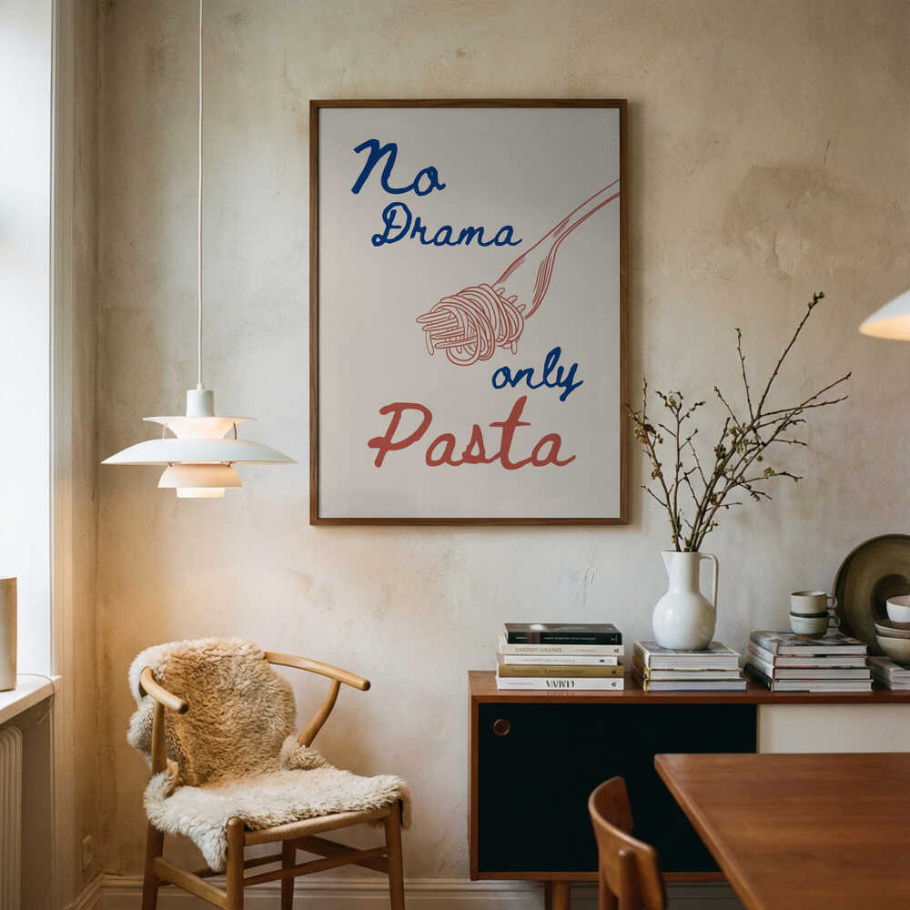 No Drama Only Pasta Art Print UK — Food Vibrant Wall Art — Kitchen — Wall It All Prints