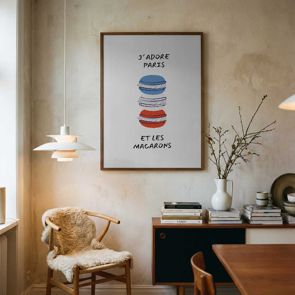 J'adore Paris Macarons Art Print UK — Food Vibrant Wall Art — Kitchen — Wall It All Prints