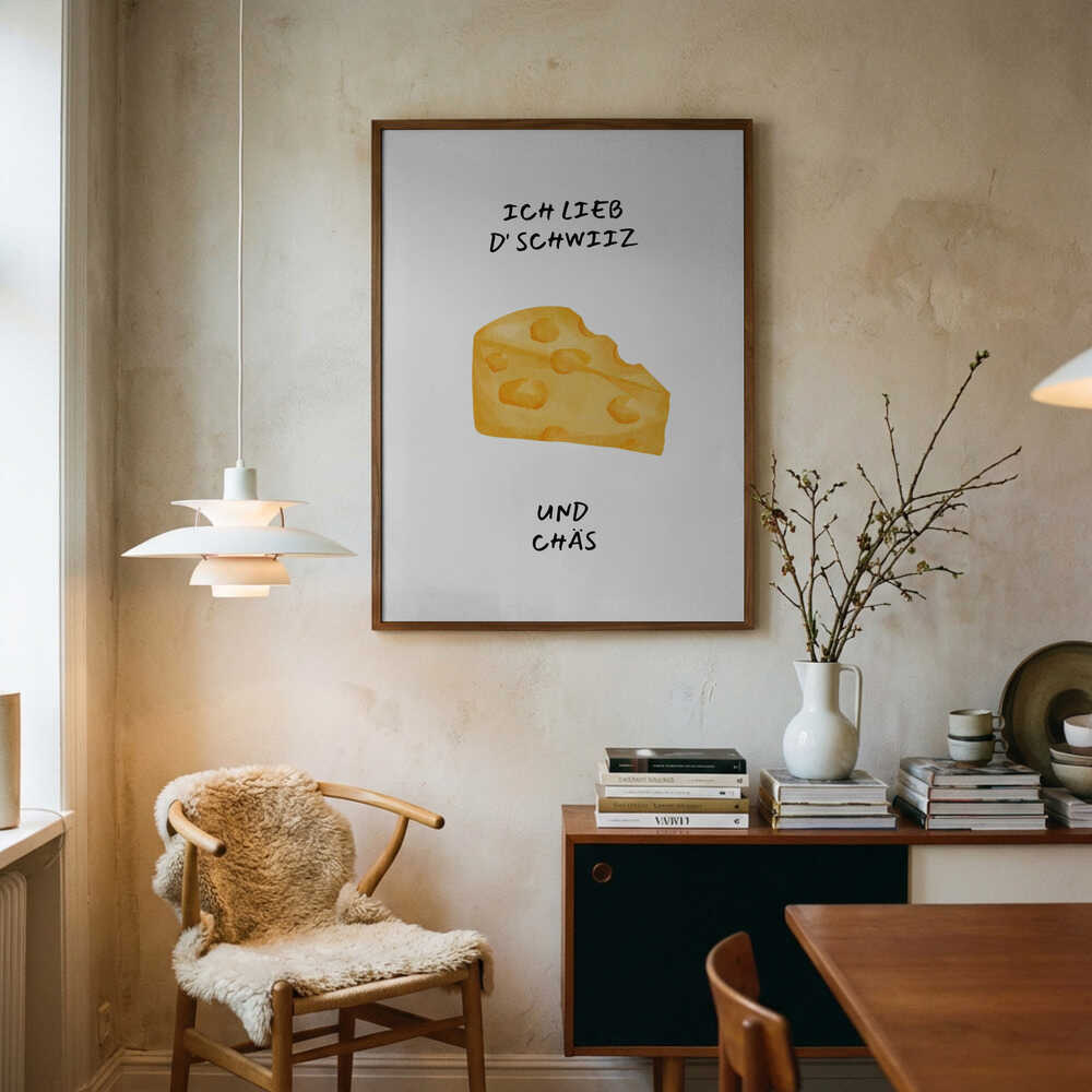 Swiss Cheese Love Quote Art Print UK — Food Vibrant Wall Art — Kitchen — Wall It All Prints