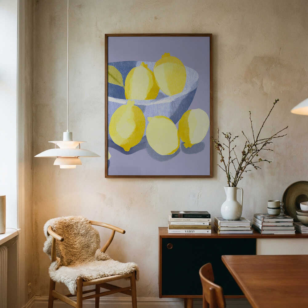 Fresh Yellow Lemons Art Print UK — Food Vibrant Wall Art — Kitchen — Wall It All Prints