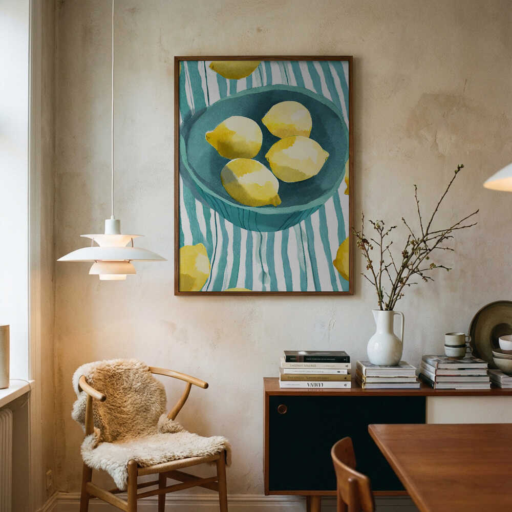 Bright Lemon Bowl Art Print UK — Food Vibrant Wall Art — Kitchen — Wall It All Prints