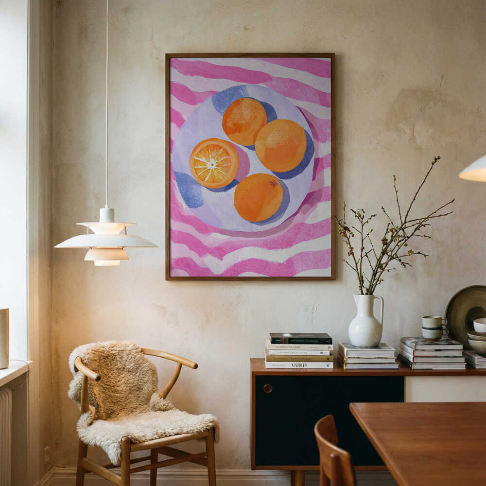 Vibrant Citrus Plate Art Print UK — Food Vibrant Wall Art — Kitchen — Wall It All Prints
