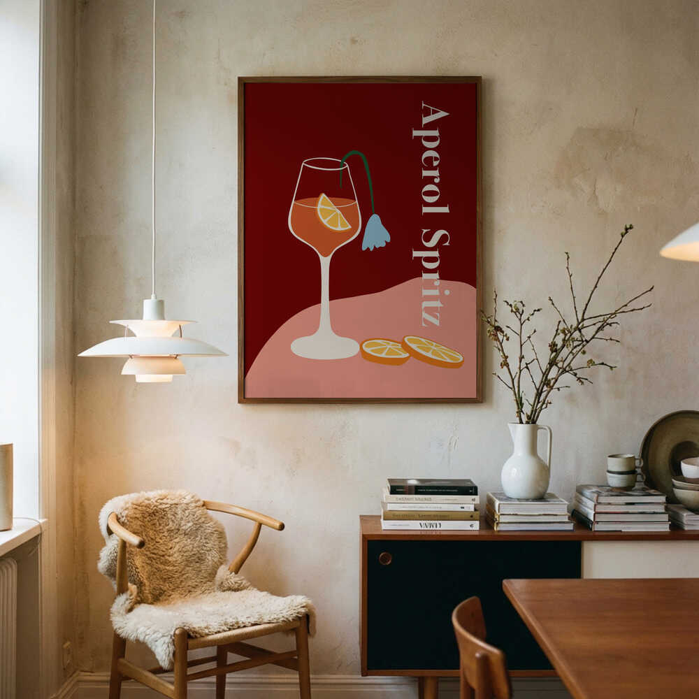 Refreshing Spritz Drink Art Print UK — Botanical Dark Wall Art — Kitchen — Wall It All Prints