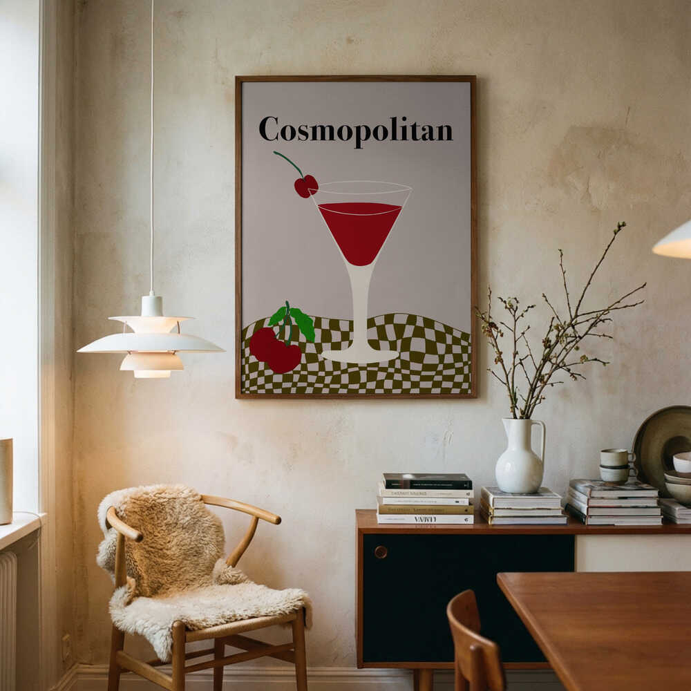Cosmopolitan Cocktail Chic Art Print UK — Abstract Minimal Wall Art — Kitchen — Wall It All Prints