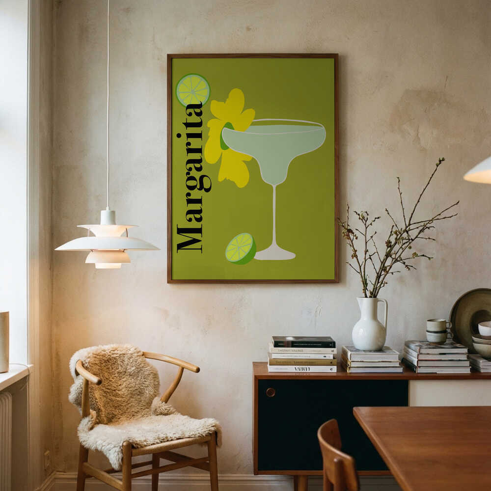 Tropical Margarita Cocktail Art Print UK — Botanical Vibrant Wall Art — Office — Wall It All Prints