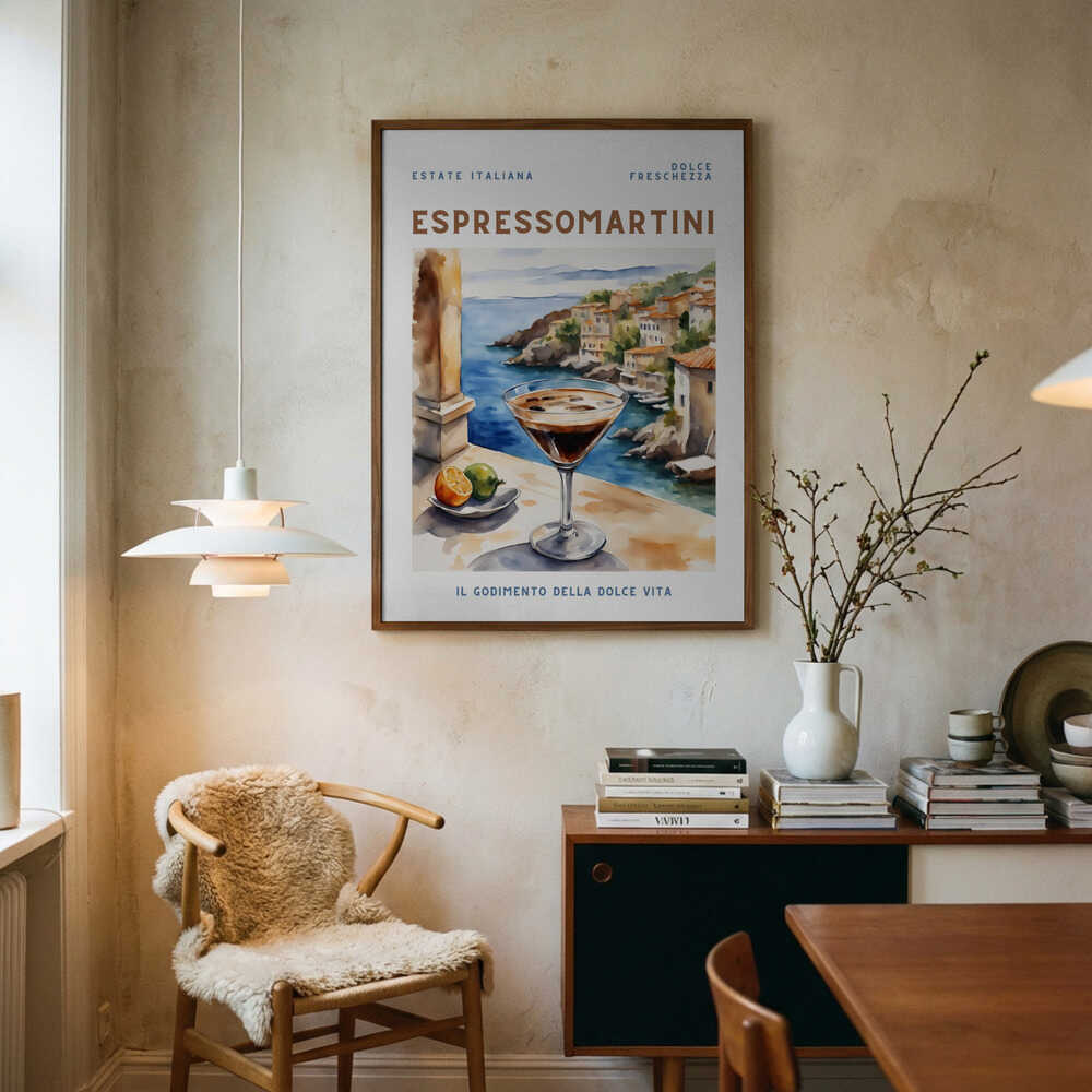Italian Summer Espresso Martini Art Print UK — Landscape Vibrant Wall Art — Kitchen — Wall It All Prints