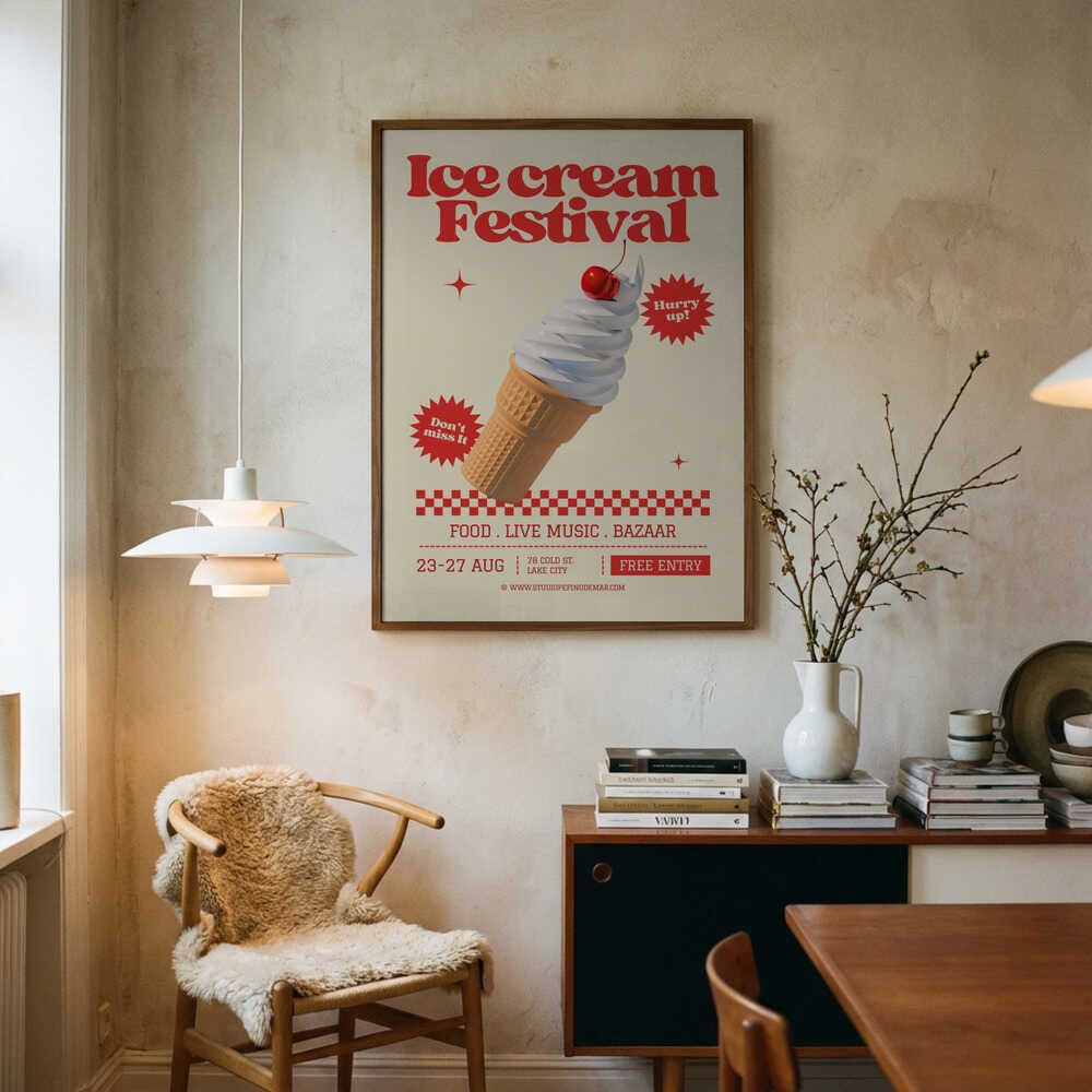 Ice Cream Festival Treat Art Print UK — Abstract Calm Wall Art — Kitchen — Wall It All Prints