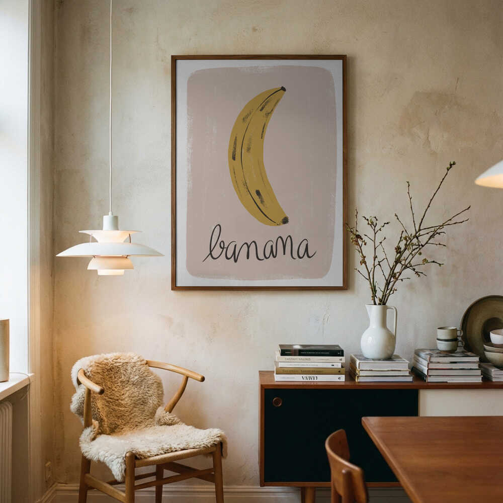 Simple Banana Illustration Art Print UK — Botanical Vibrant Wall Art — Kitchen — Wall It All Prints