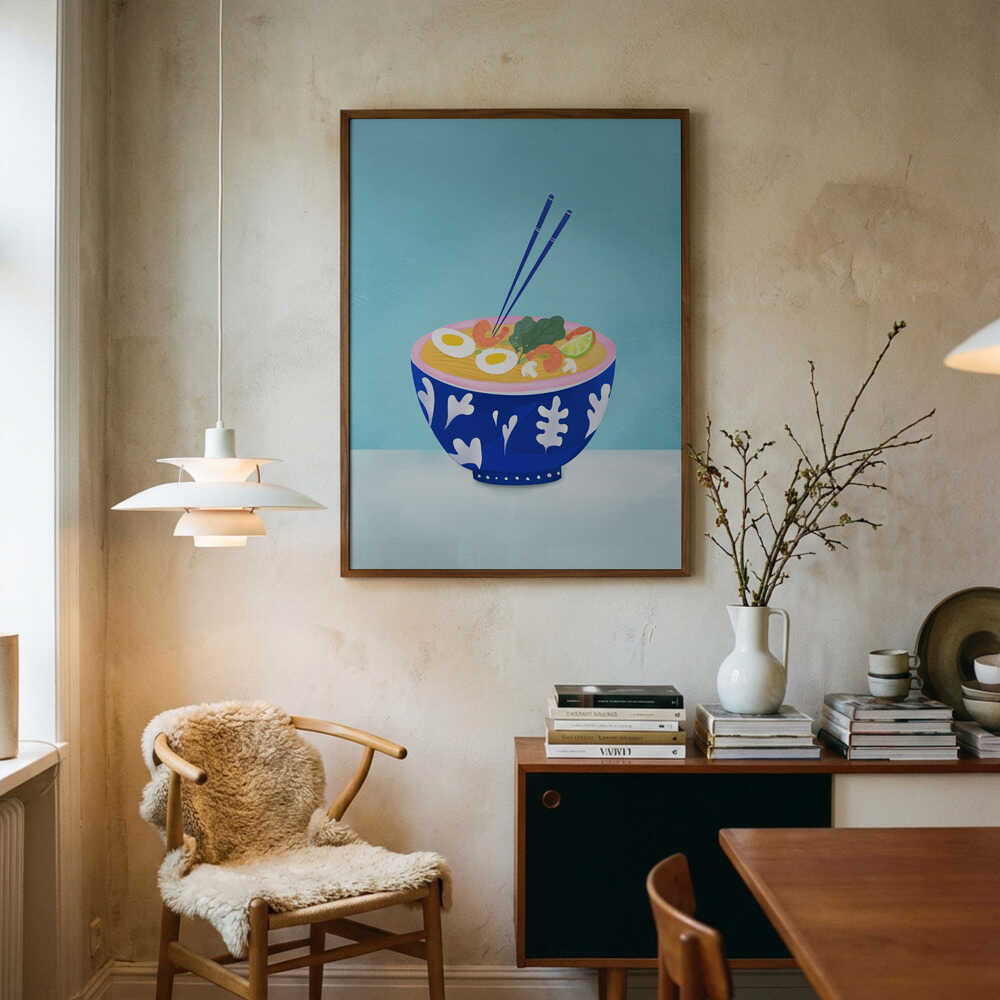 Ramen Bowl Art Print UK — Japanese Vibrant Wall Art — Kitchen — Wall It All Prints
