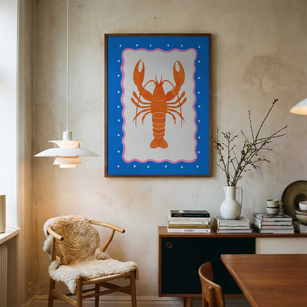 Lobster Art Print UK — Abstract Vibrant Wall Art — Kitchen — Wall It All Prints