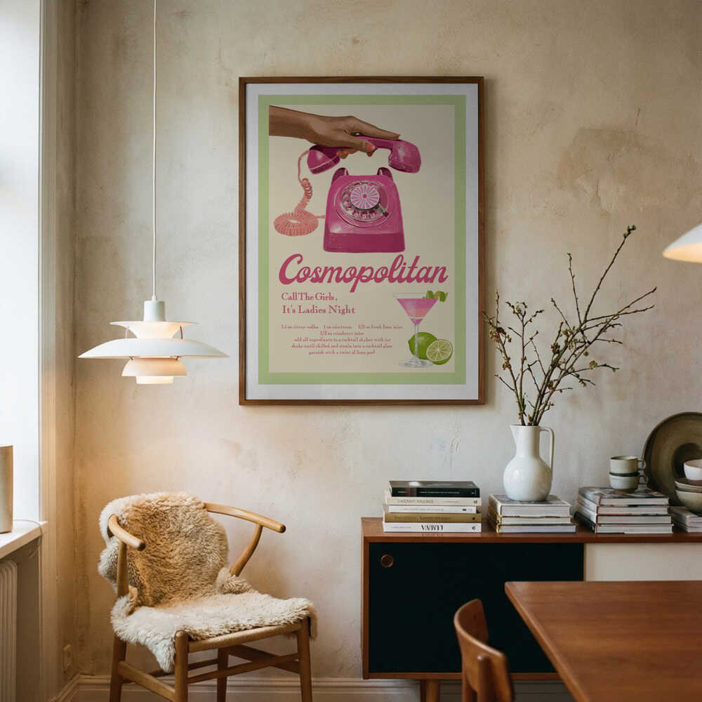 Jlr Cocktails Cosmopolitan Art Print UK — Vintage Vibrant Wall Art — Living Room — Wall It All Prints