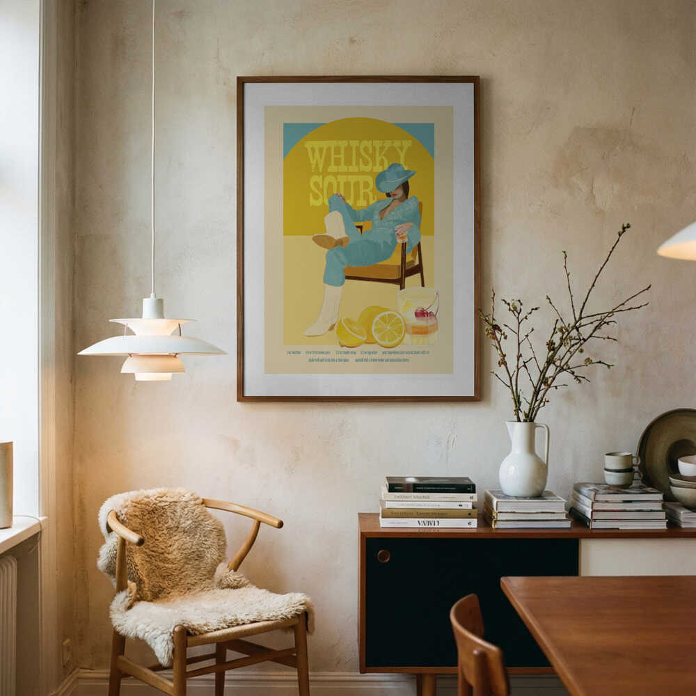 Jlr Cocktails Whiskysour Art Print UK — Portrait Vibrant Wall Art — Kitchen — Wall It All Prints