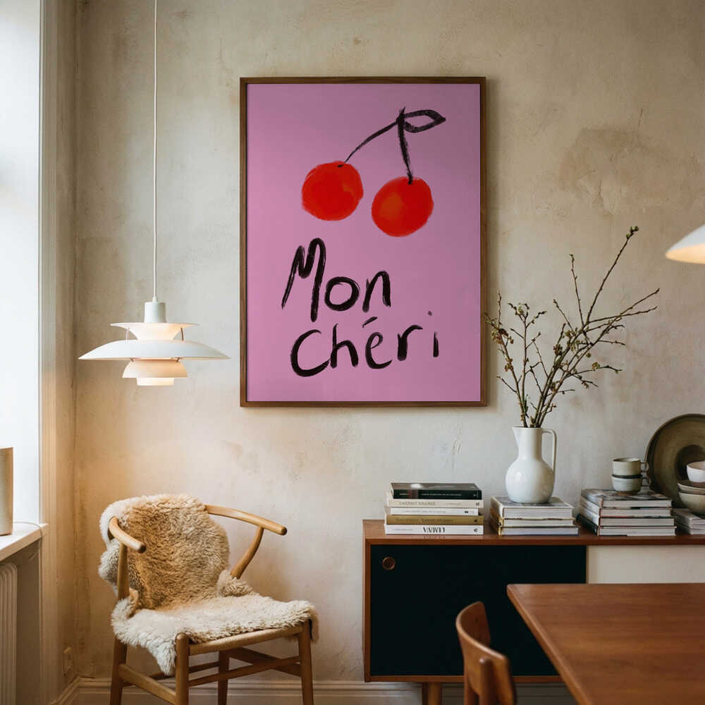 Mon Cheri Cherries Art Print UK — Abstract Vibrant Wall Art — Kitchen — Wall It All Prints
