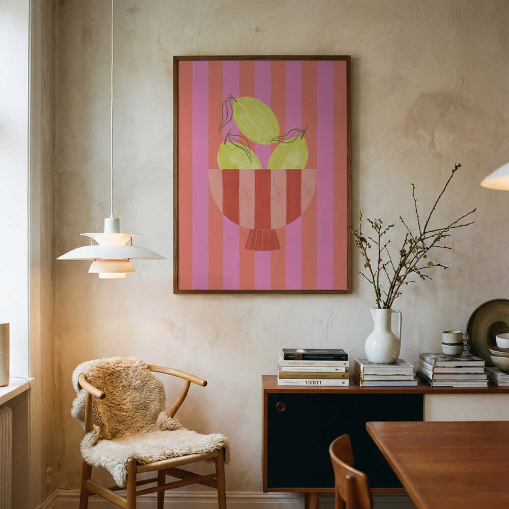 Bowl Of Lemons Art Print UK — Abstract Vibrant Wall Art — Kitchen — Wall It All Prints