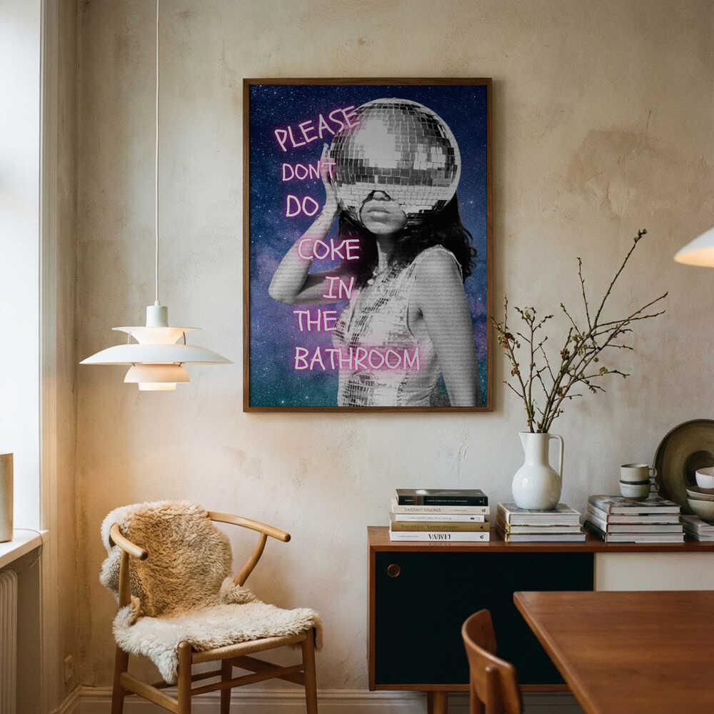 Mirror Head Party Scene Art Print UK — Portrait Vibrant Wall Art — Bathroom — Wall It All Prints