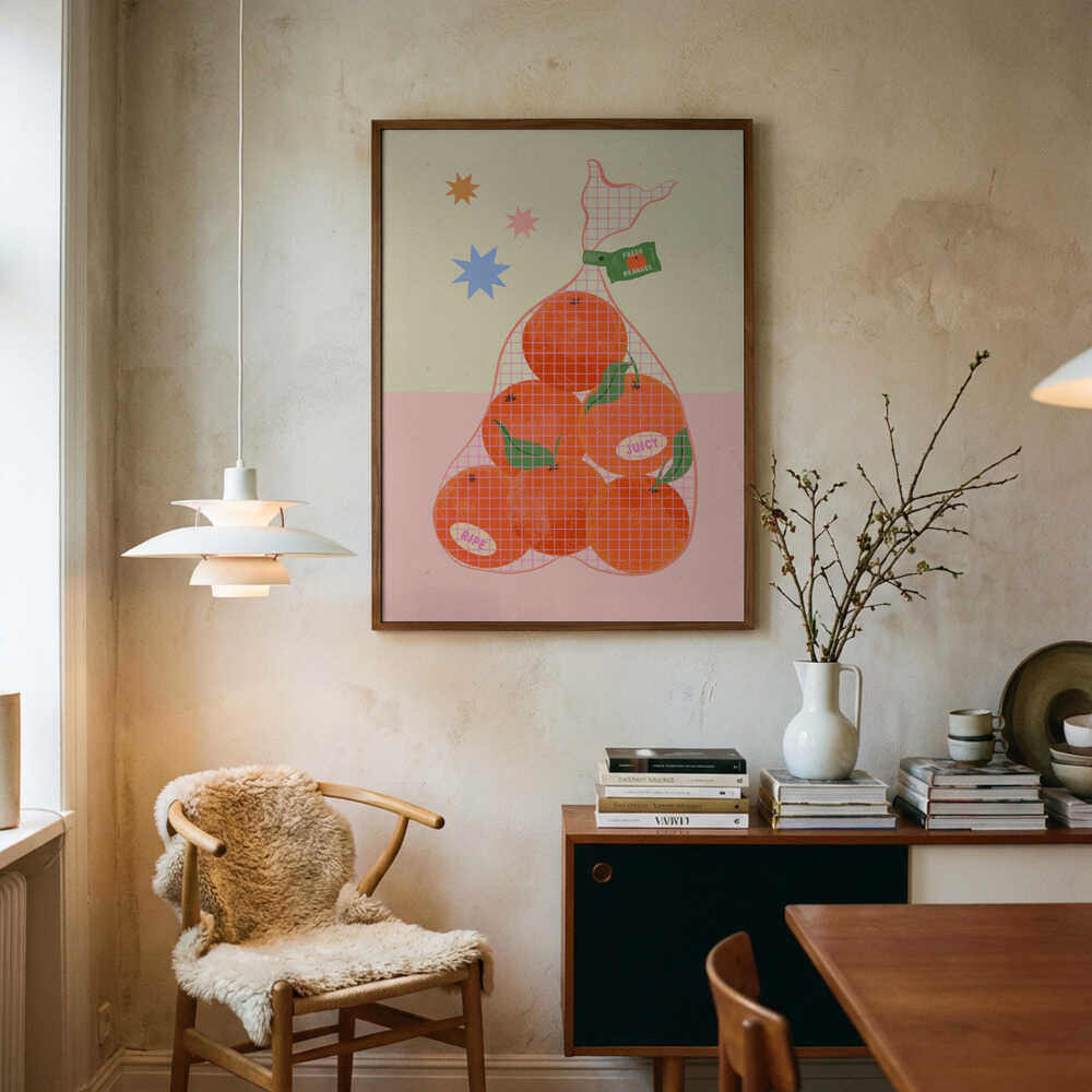 Fresh and Ripe Oranges Art Print UK — Food Vibrant Wall Art — Kitchen — Wall It All Prints