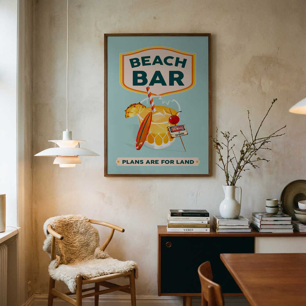 Beach Bar Summer Tropical Cocktail Bar Art Art Print UK — Landscape Vibrant Wall Art — Living Room — Wall It All Prints
