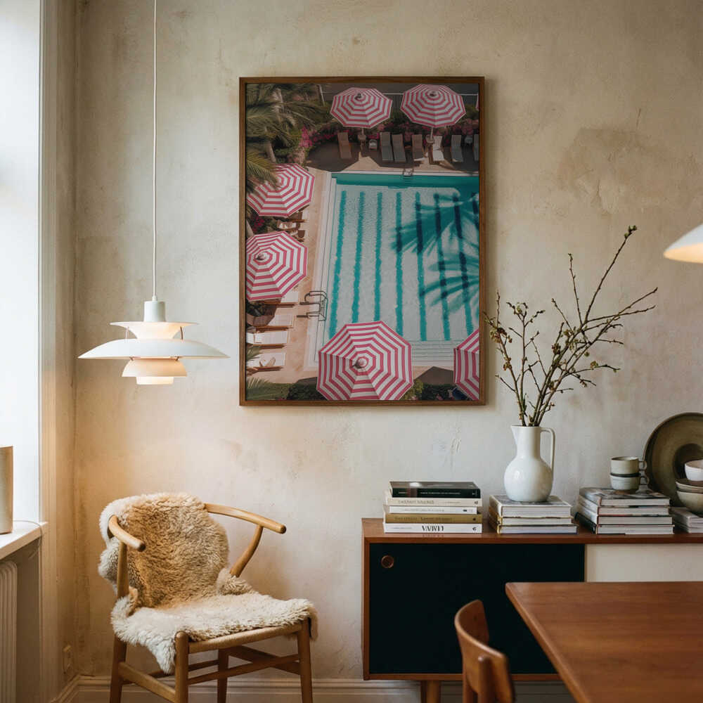 Summer Poolside Umbrellas Art Print UK — Botanical Elegant Wall Art — Living Room — Wall It All Prints