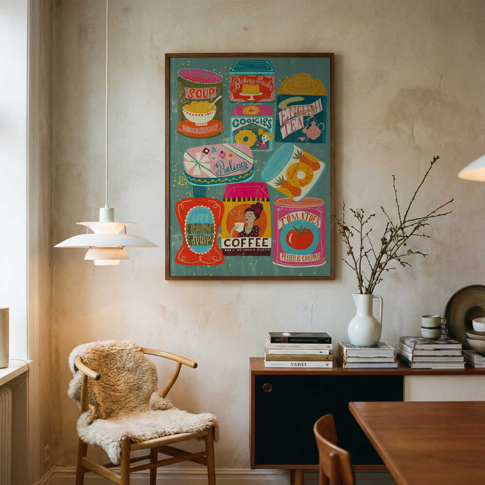 Retro Food Labels Art Print UK — Vintage Vibrant Wall Art — Kitchen — Wall It All Prints