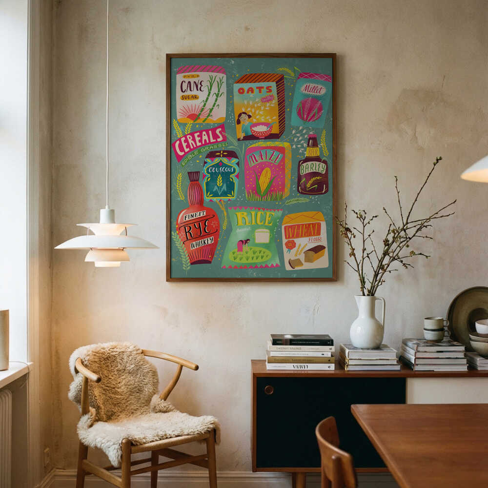 Essential Grains Collection Art Print UK — Food Vibrant Wall Art — Kitchen — Wall It All Prints