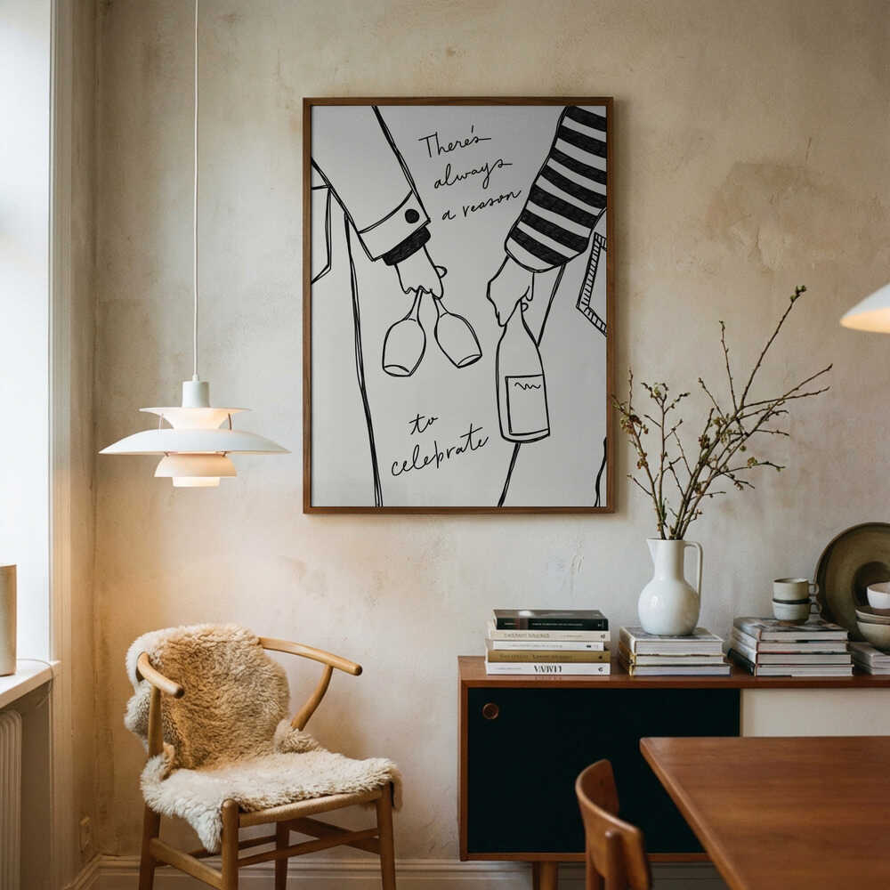 Cheers to Celebration Art Print UK — Food Dark Wall Art — Kitchen — Wall It All Prints